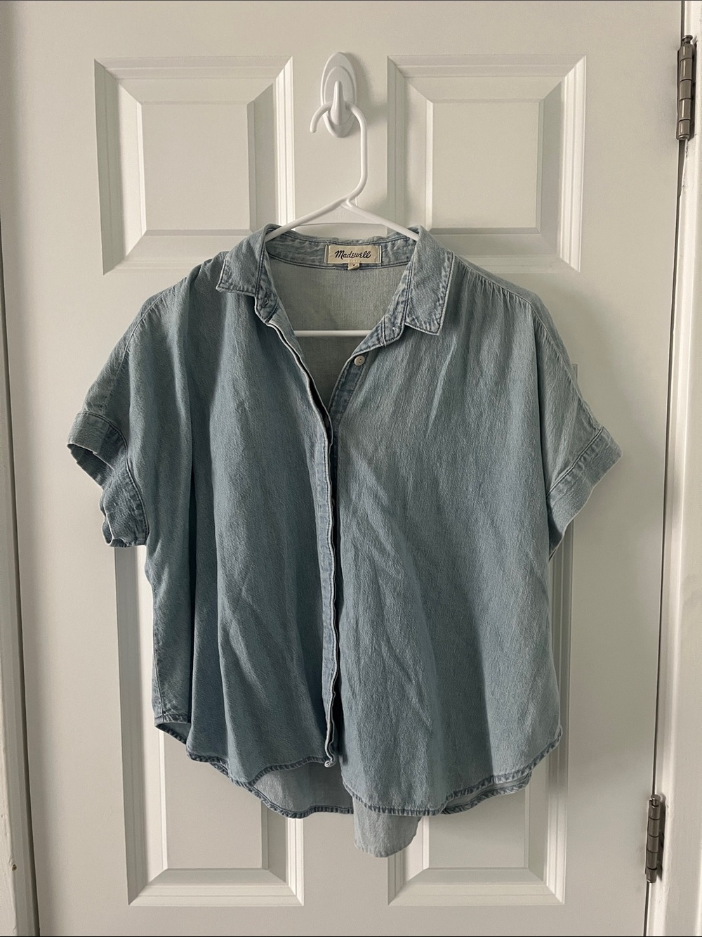 Madewell Soft Washed Light Blue Denim Button-Front Shirt